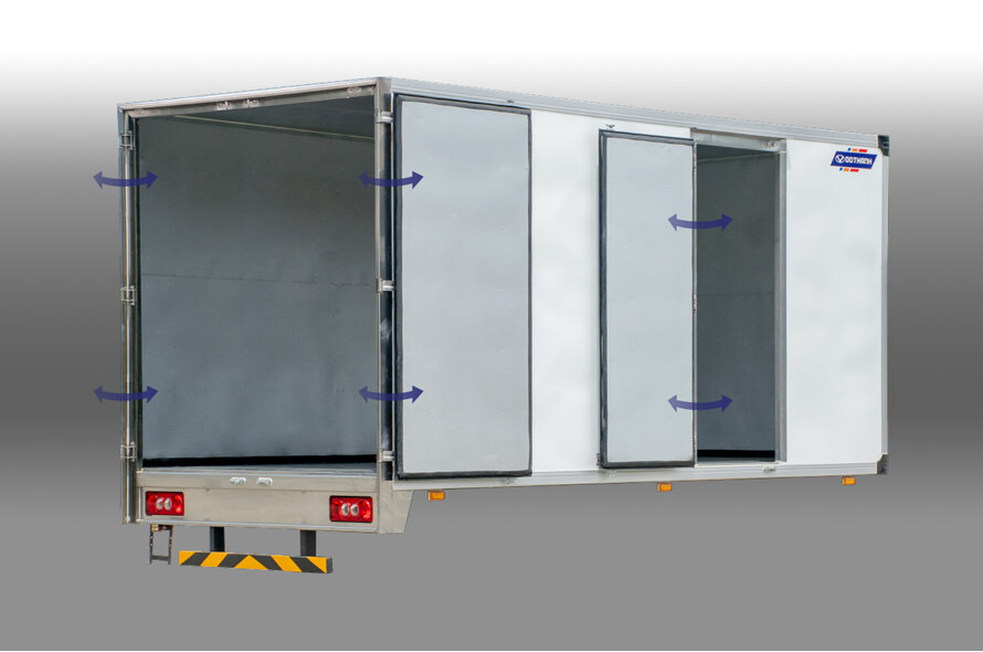 Mặt trong và các cửa mở của thùng composite DOTHANH IZ50M Plus